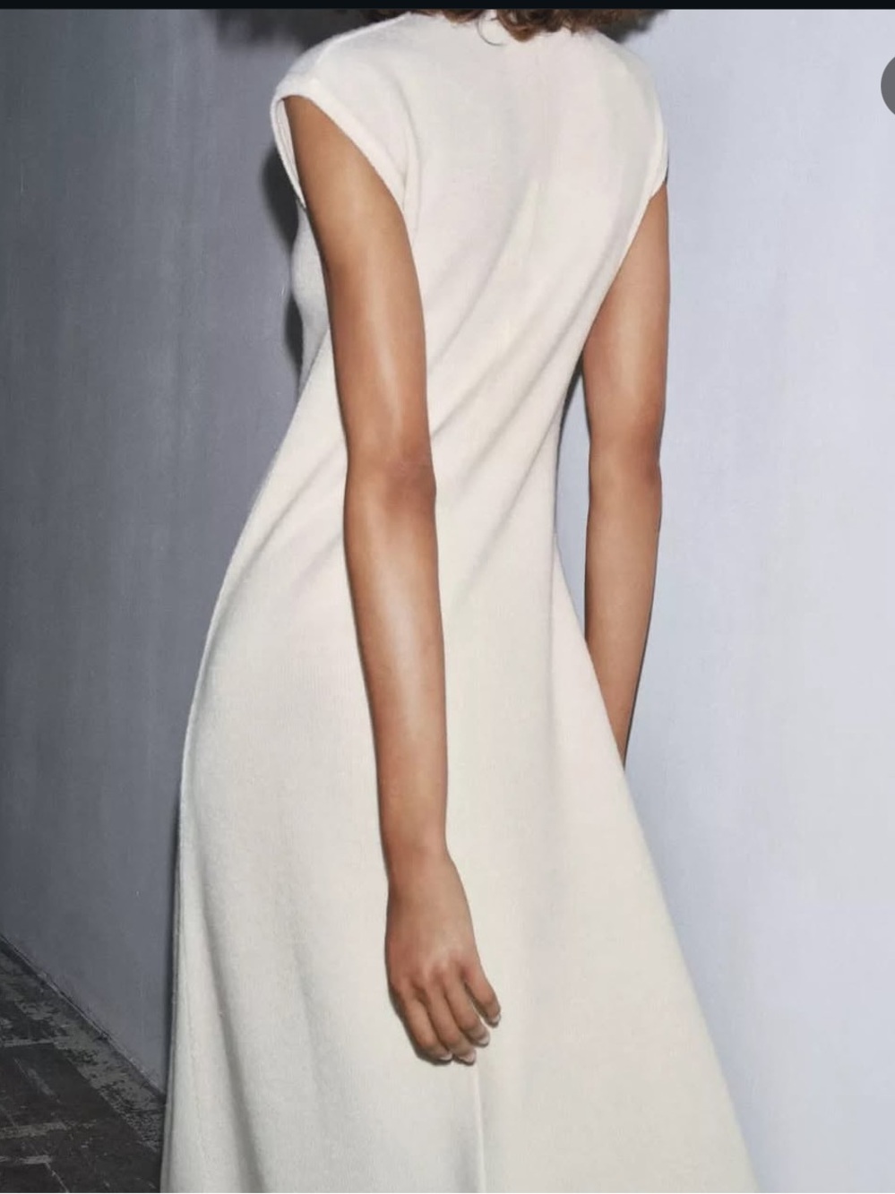 Zara Sleeveless Cream Midi Dress
